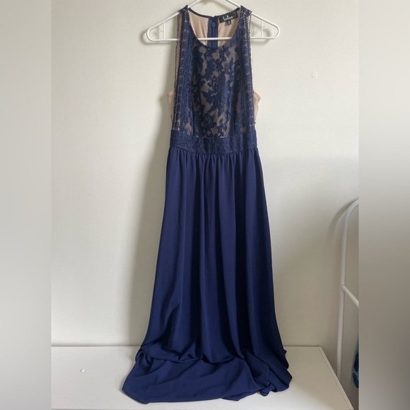 Lulu's Navy Lace Maxi Dress - Picture 2 of 12